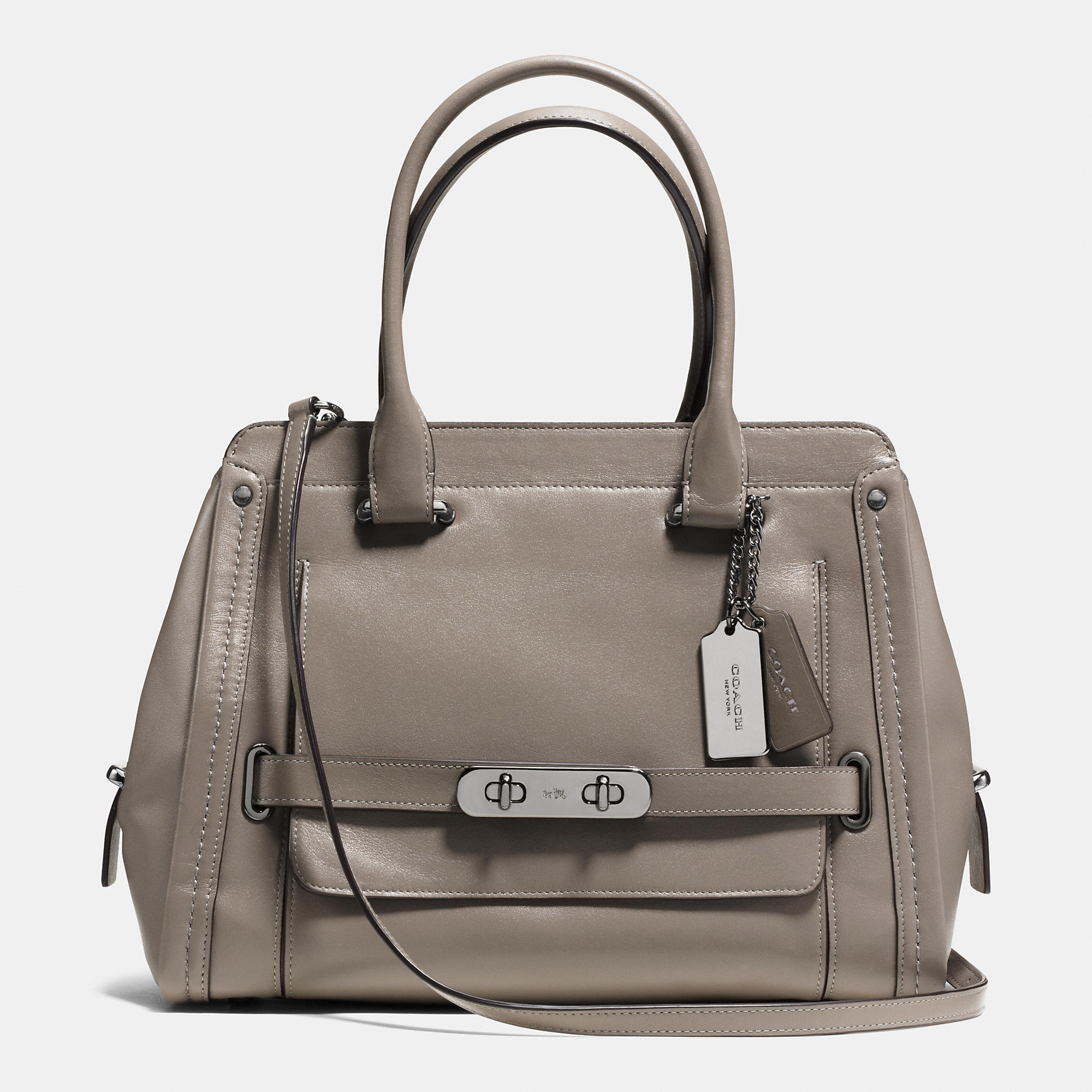 New Leather Coach Swagger Frame Satchel In Calf Leather